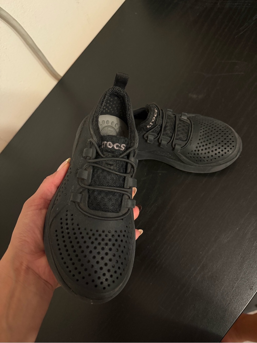CROCS Kids Black Perforated Slip-On Sneakers
